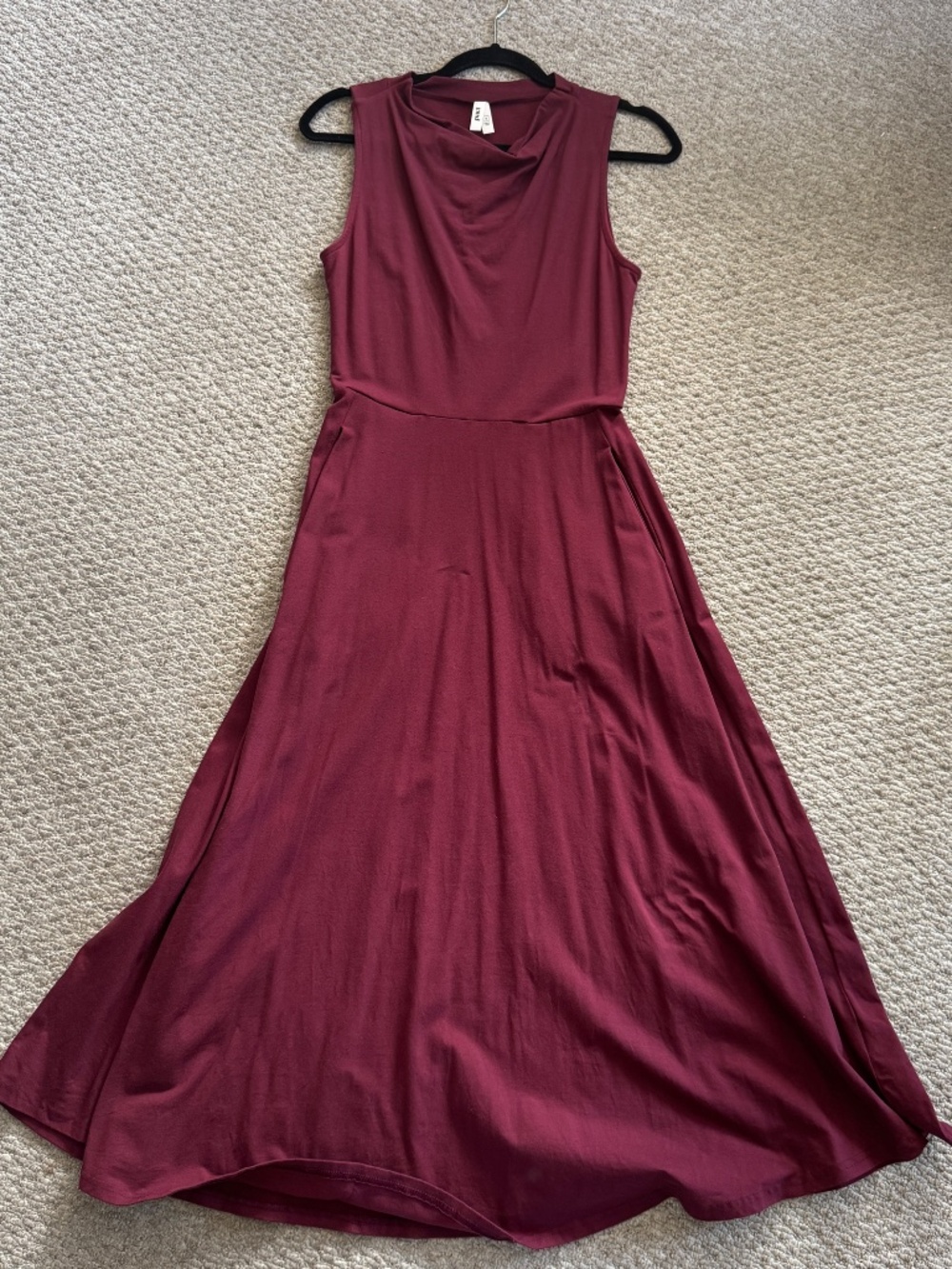 Pact Fit and Flare High Neck Sleeveless Organic Cotton Deep Red - S